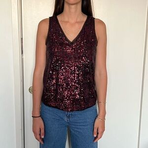NWT RACHEL Rachel Roy Sequined V-Neck Tank Top
